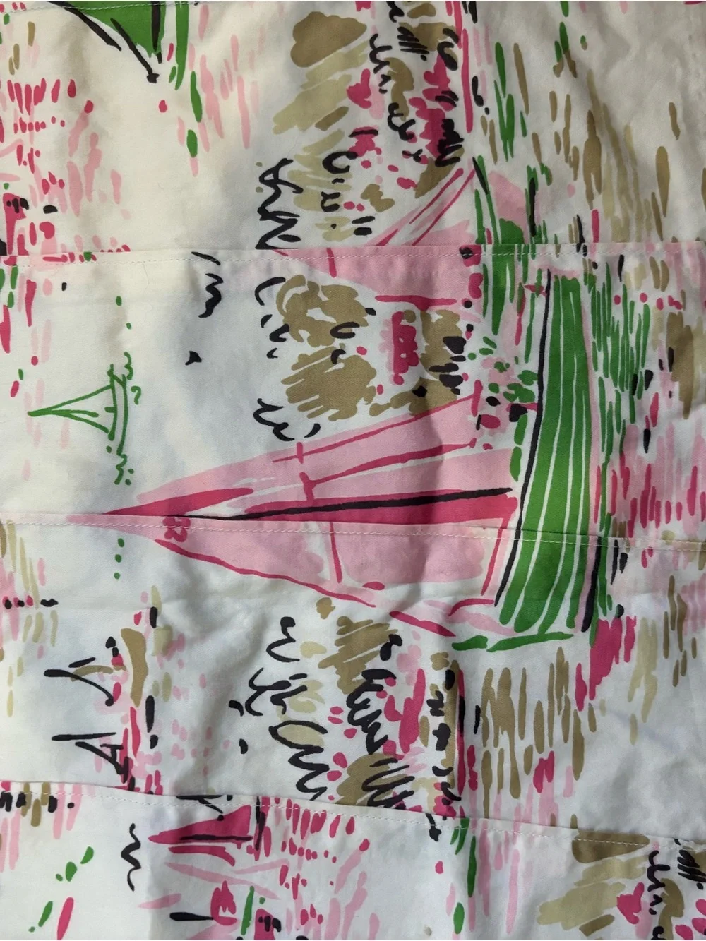 Vintage J. Crew Pink & Green Sailboat Print Wrap Skirt